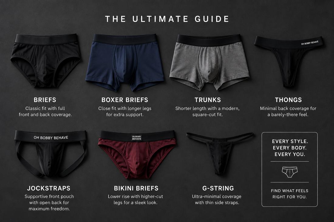 Men’s Underwear Styles Explained: Briefs, Trunks, Thongs, Jockstraps & More
